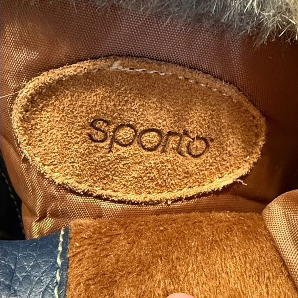 Sporto Navy and Tan Winter Boots with suede and faux fur